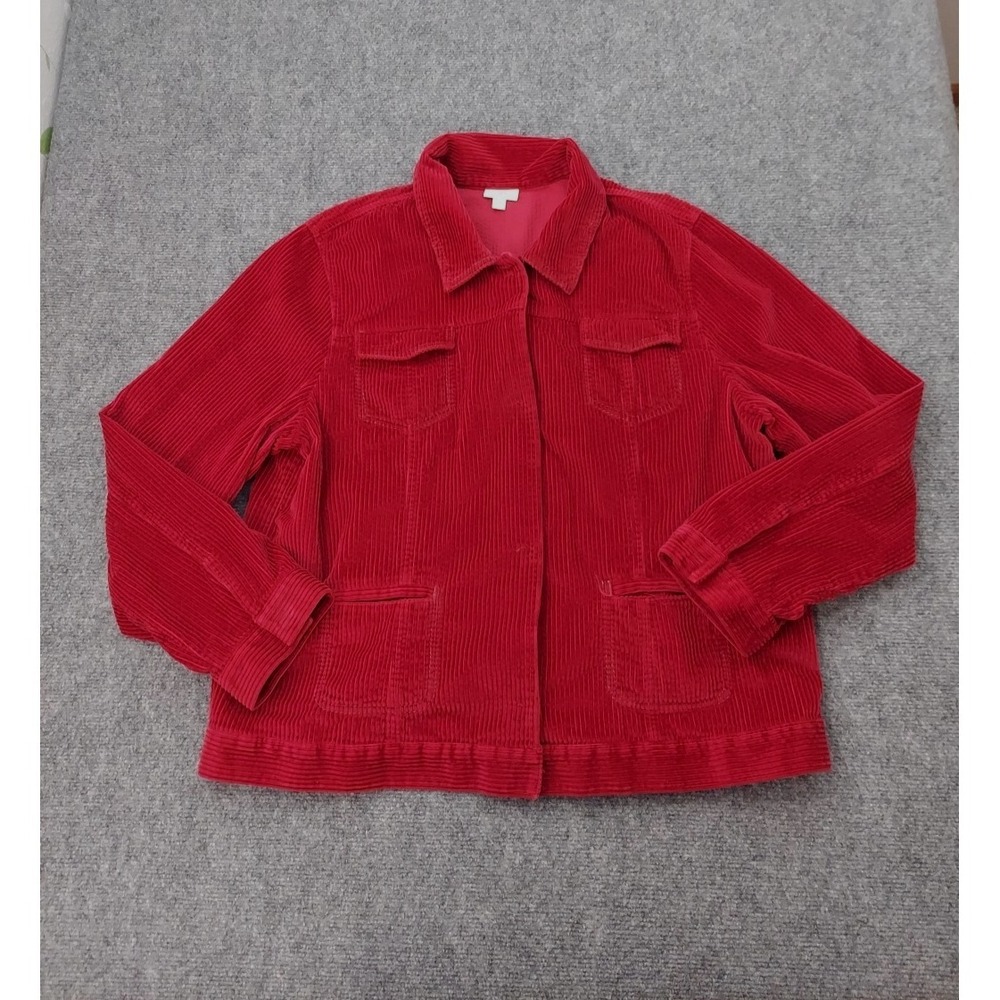 J Jill Corduroy‎ Jacket Womens Extra Large Burgundy Snap Front Cotton